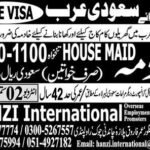 Free VISA for HOUES MAID - Salary 1100 SR